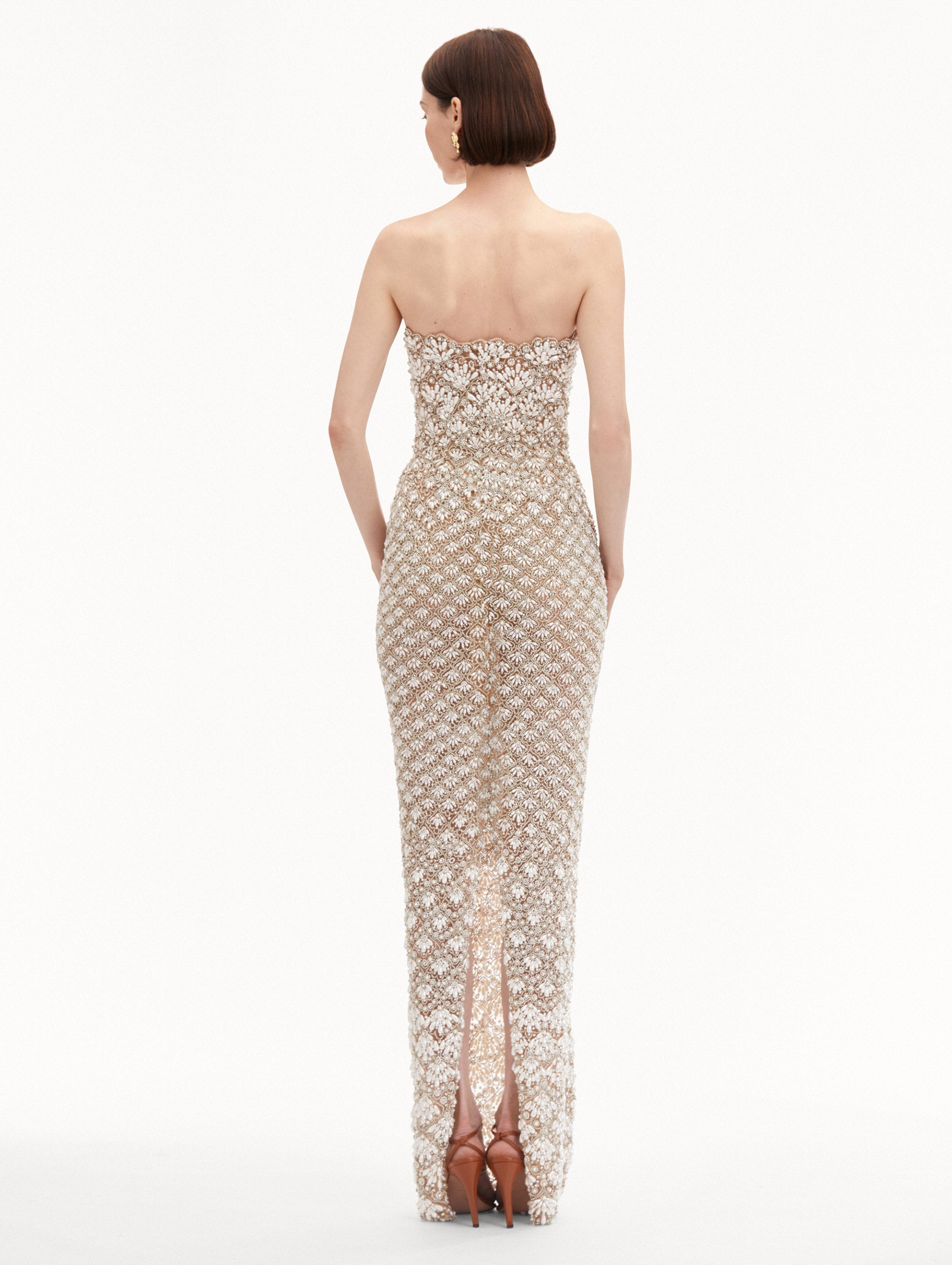 Pearl Embroidered Scallop Gown
Back View