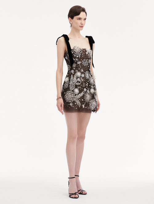 Dandelion Crystal Embroidered Mini Dress Side View