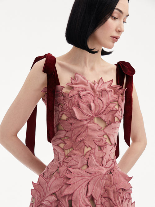 Peony Velvet Guipure Cocktail Dress Zoom View