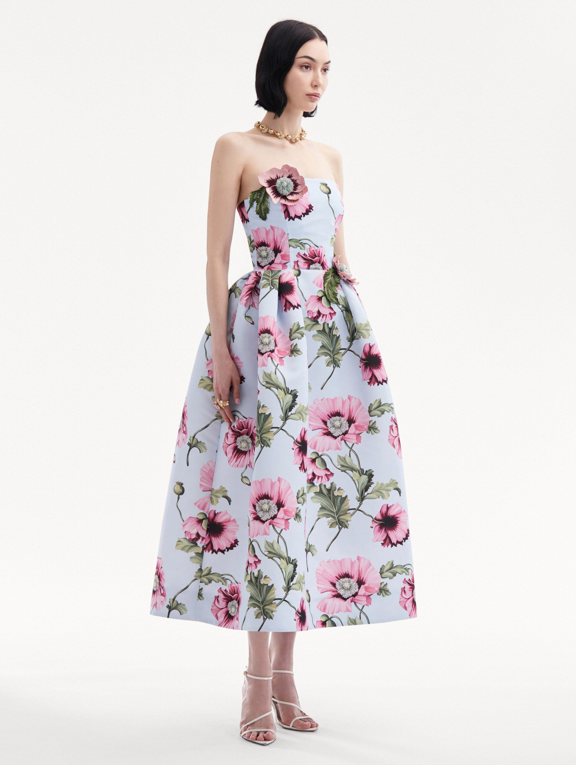 Poppy Embroidered Strapless Dress Side View