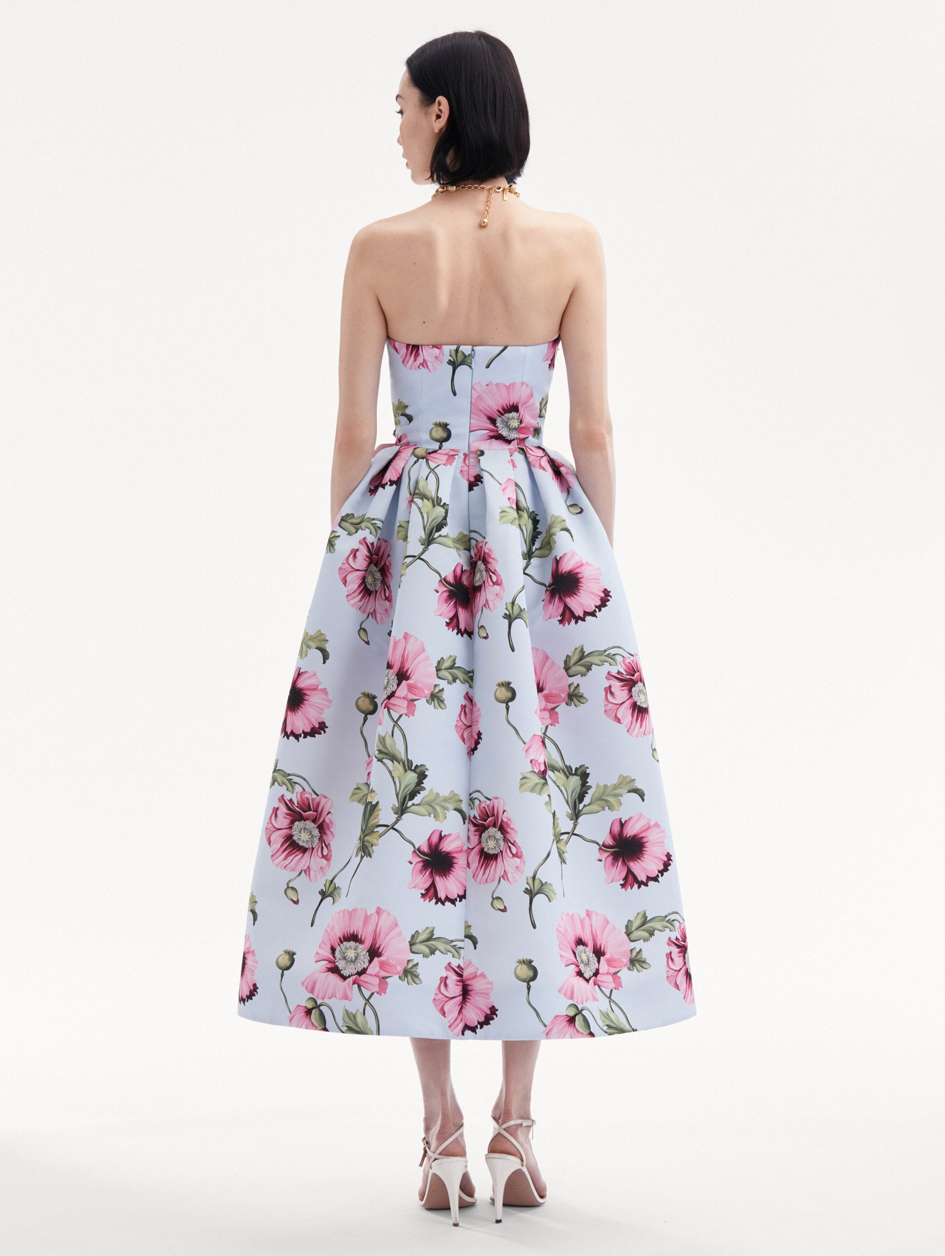 Poppy Embroidered Strapless Dress Back View