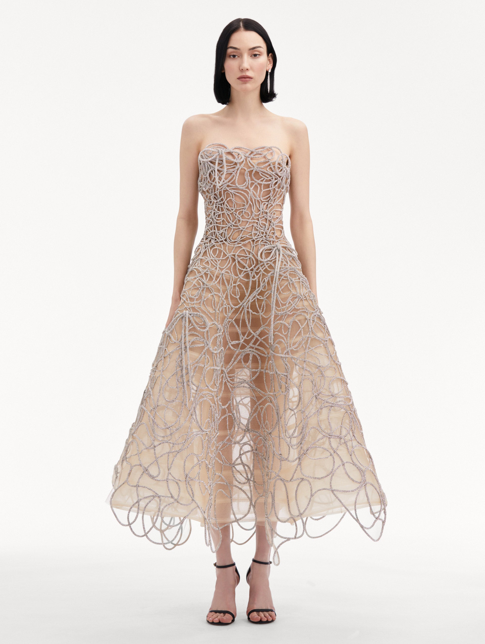 Crystal Embroidered Cord Gown