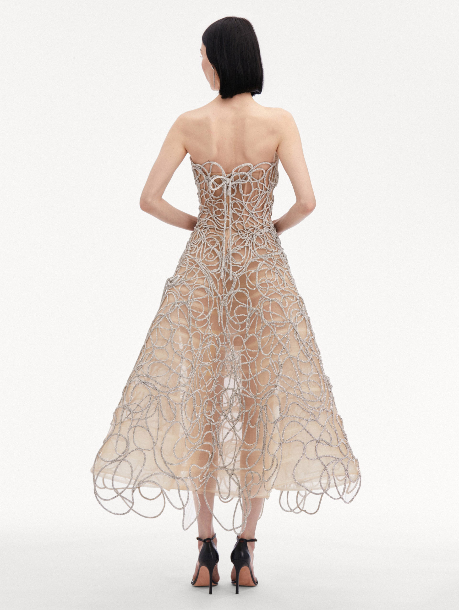 Crystal Embroidered Cord Gown Back View