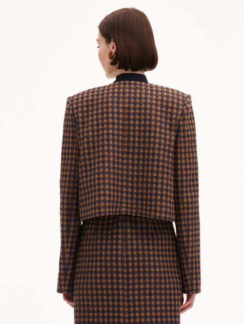 Check Tweed Orchid Embroidered Jacket Back View