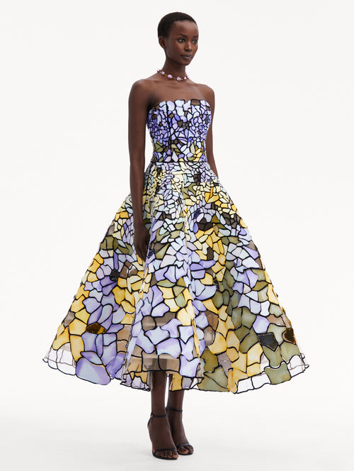 Art Nouveau Stain Glass Strapless Gown Side View