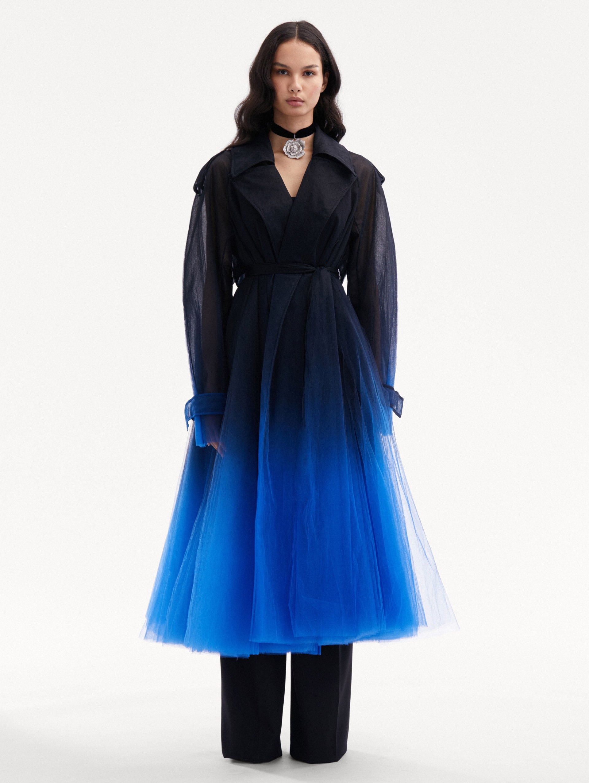 Ombré Tulle Opera Coat Front View