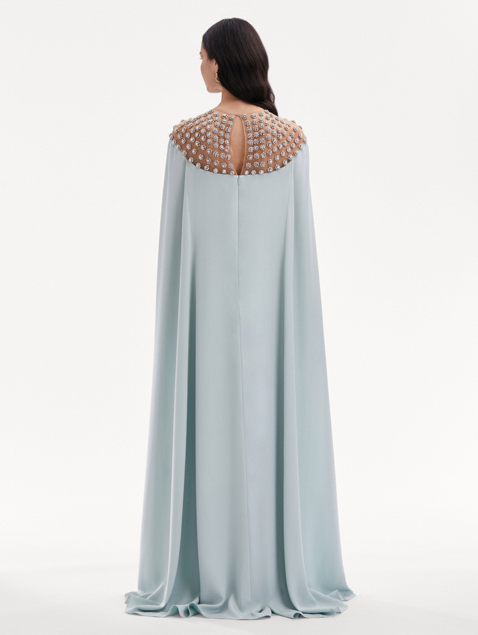 Crystal Embroidered Cape Back Caftan Back View