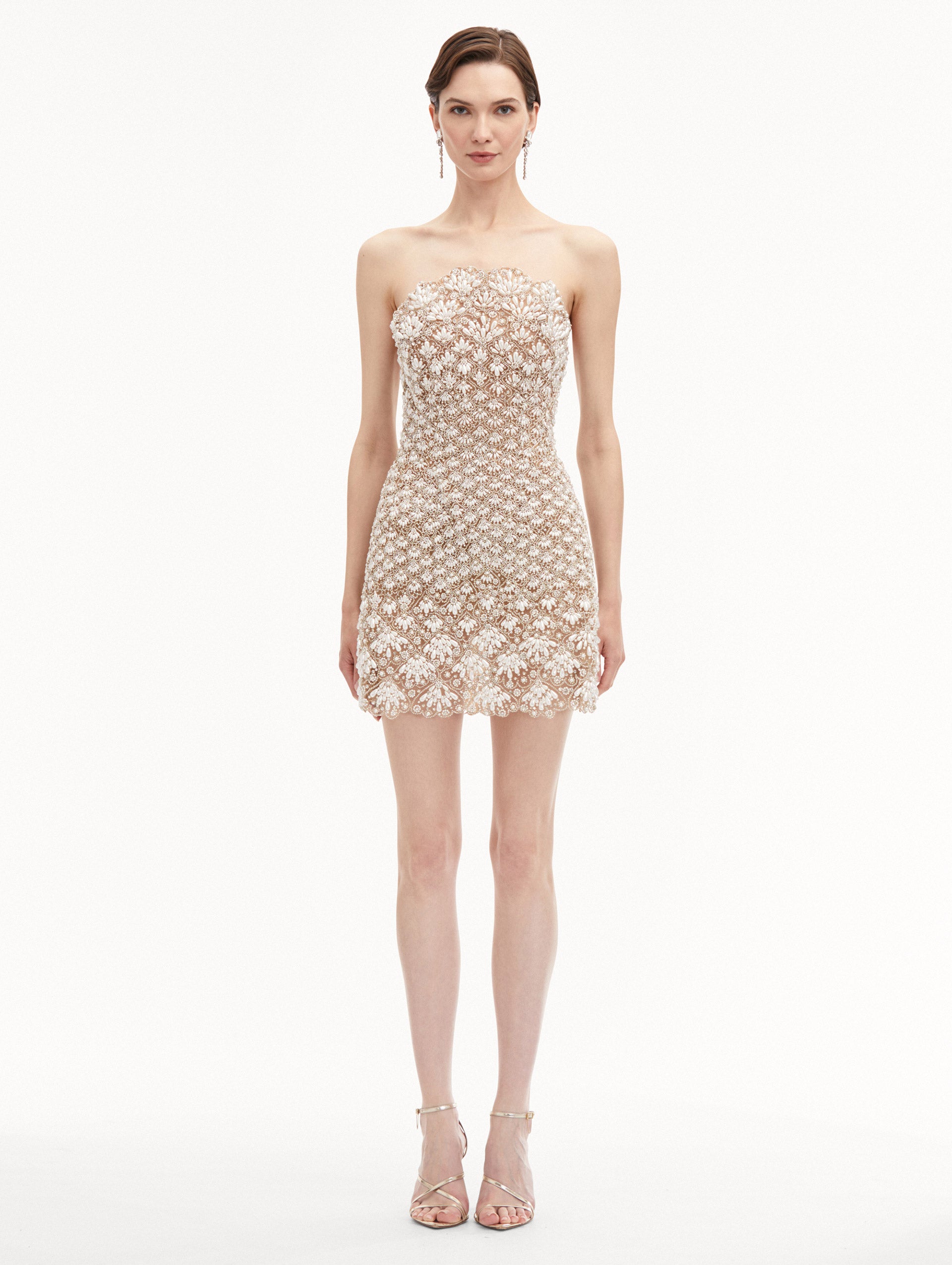 Pearl Embroidered Scallop Dress
Front View