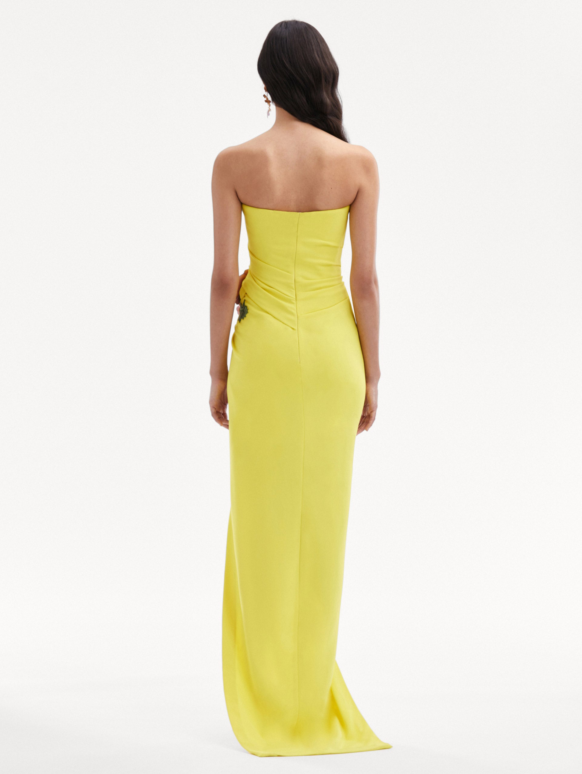 Poppy Embroidered High Slit Gown Back View