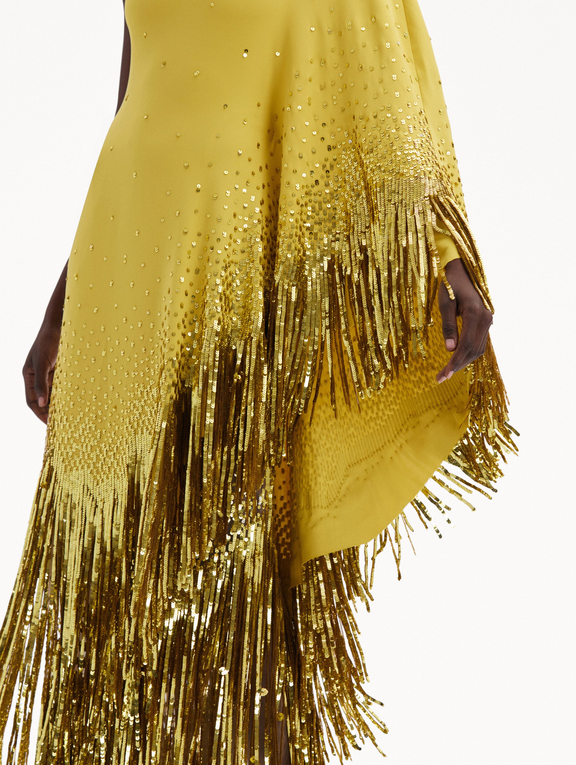 One Shoulder Sequin Fringe Caftan Zoom View