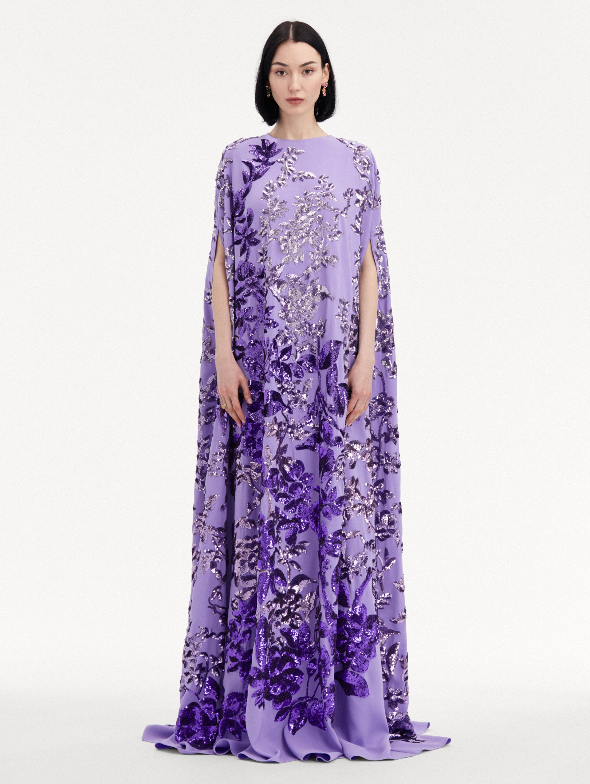 Ombre Sequin Peony Caftan Front View