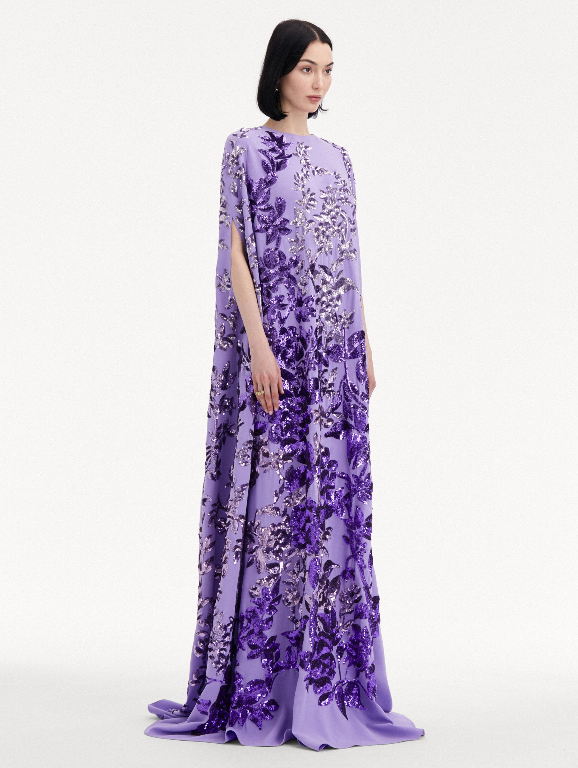 Ombre Sequin Peony Caftan Side View