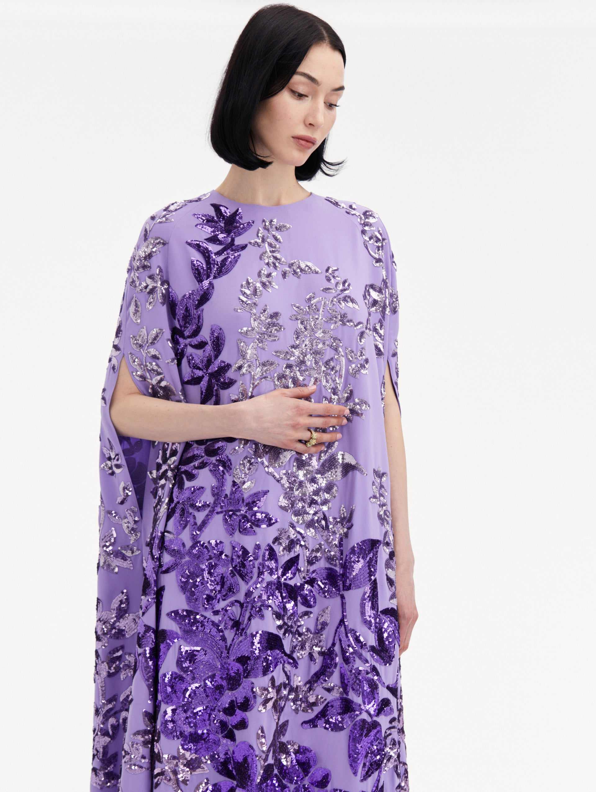 Ombre Sequin Peony Caftan Zoom View