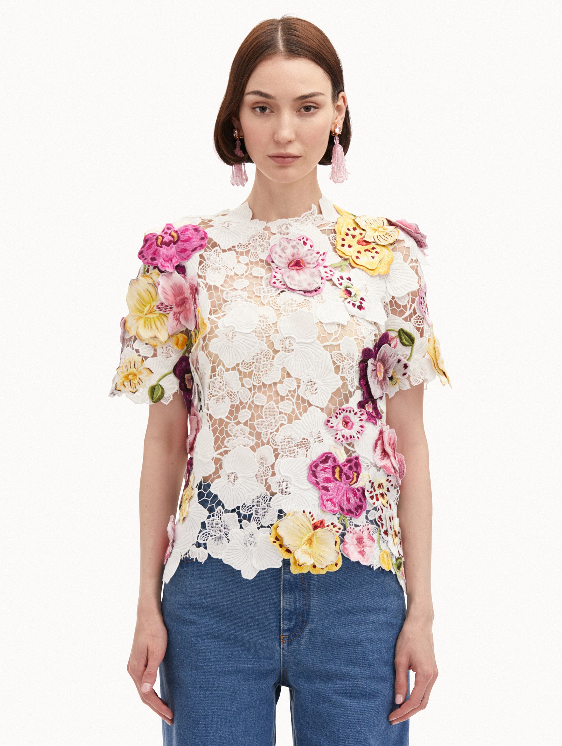 Orchid Embroidered Guipure Blouse
Front View