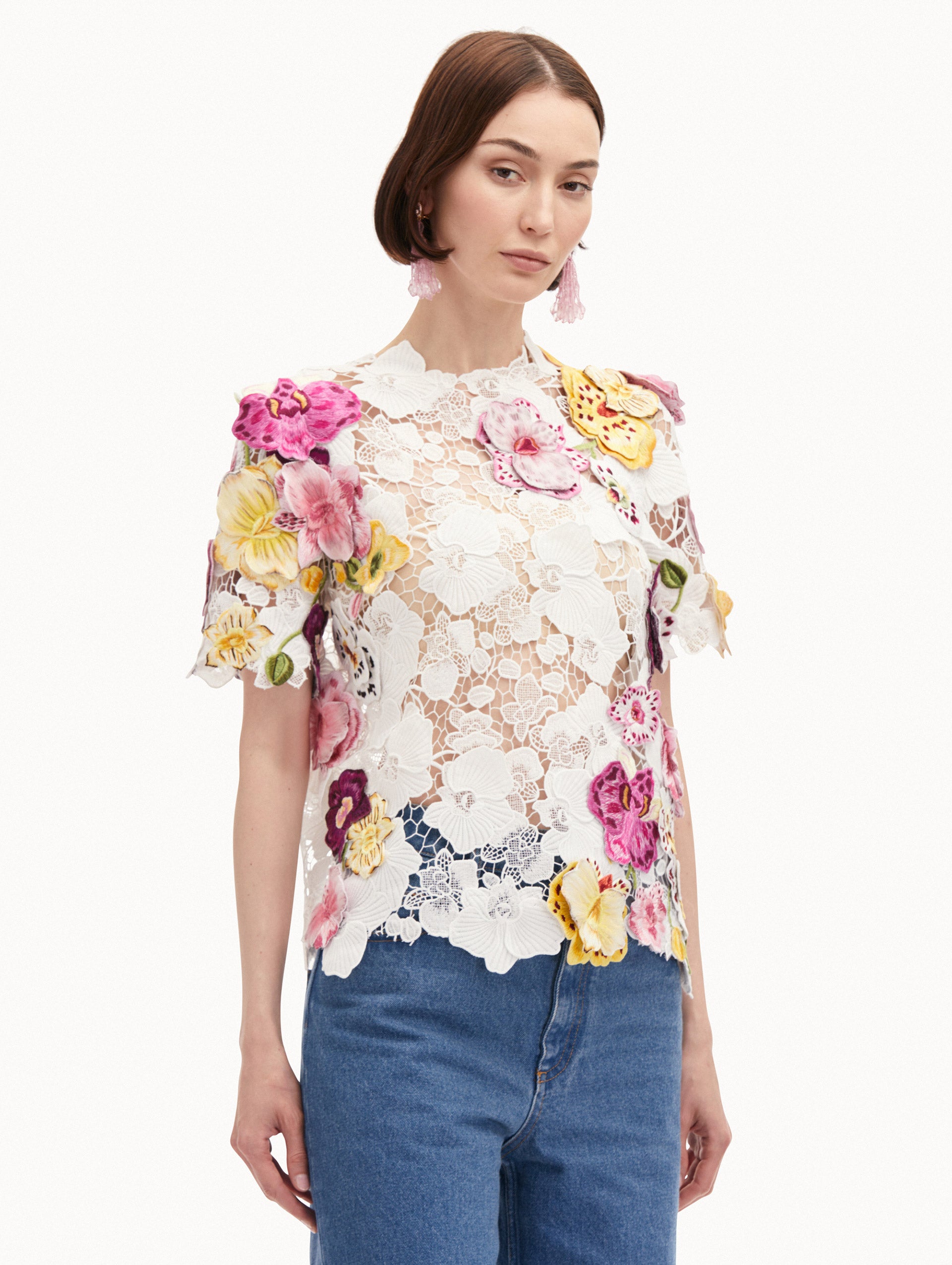 Orchid Embroidered Guipure Blouse
Side View