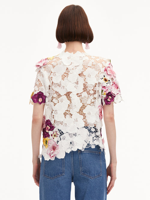 Orchid Embroidered Guipure Blouse
Back View