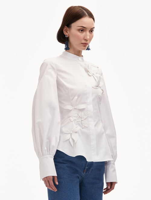 Orchid Cotton Twill Blouse Side View