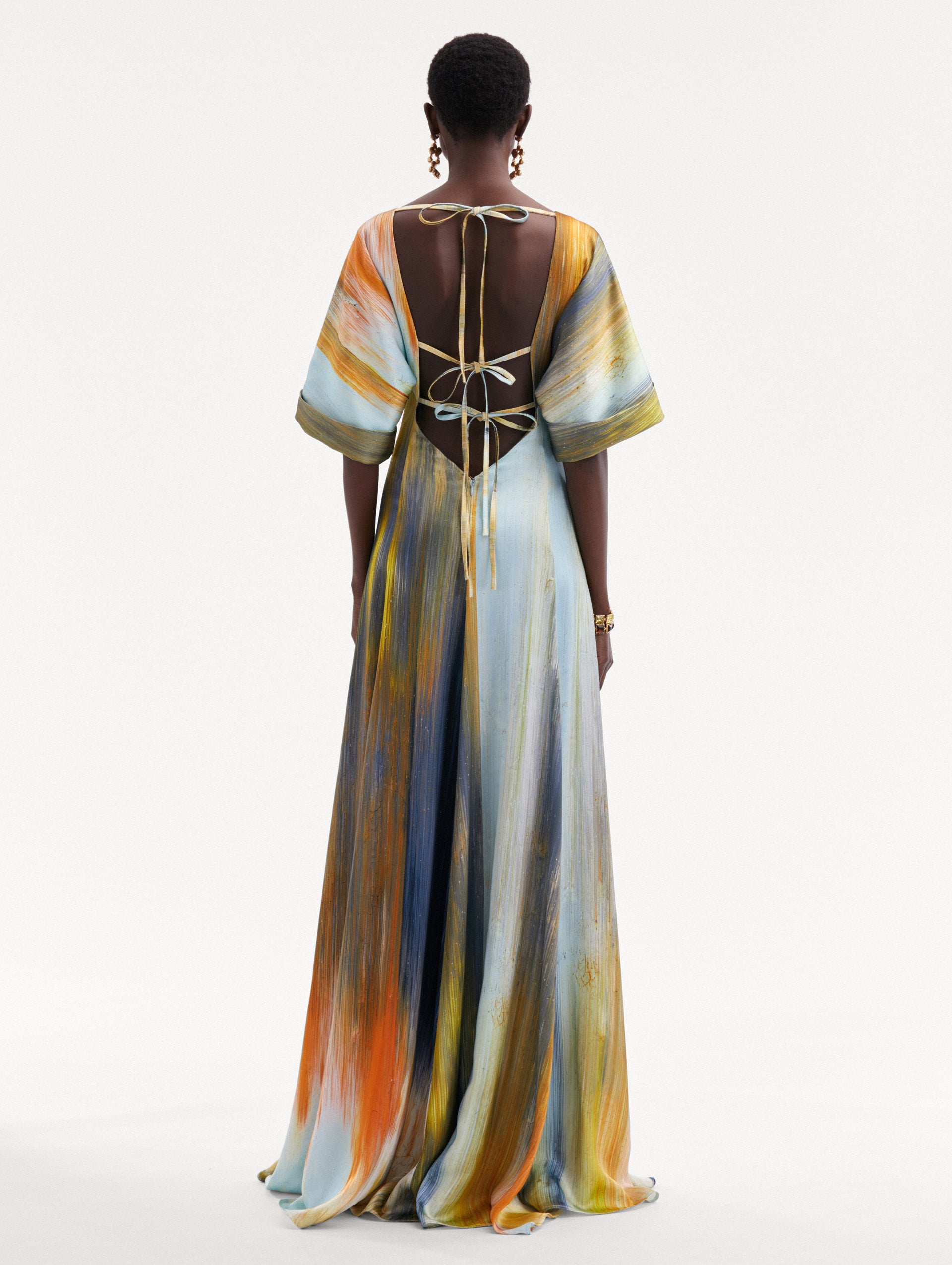 Abstract Brushstroke Marocaine Gown Back View