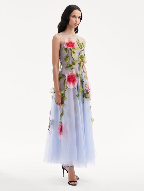 Hibiscus Embroidered Gown Side View