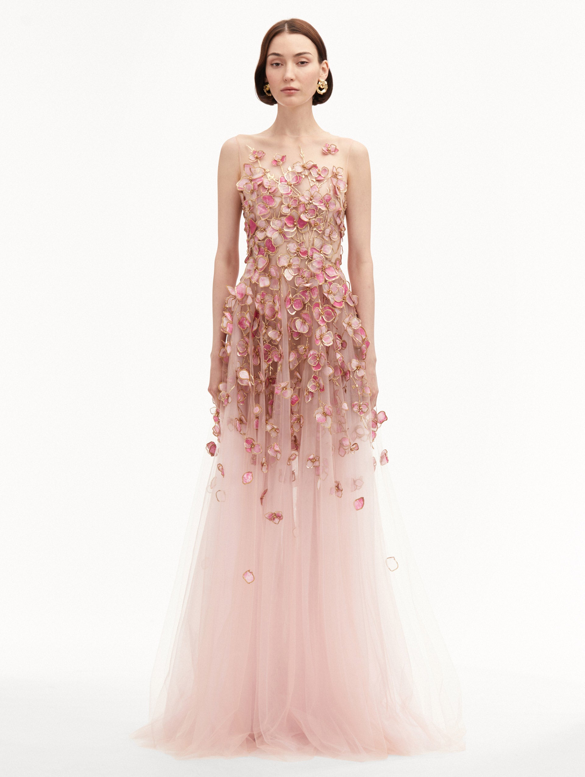 Orchid Embroidered Organza Gown
Front View