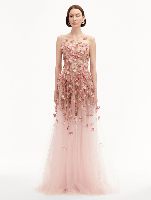 Orchid Embroidered Organza Gown
Front View