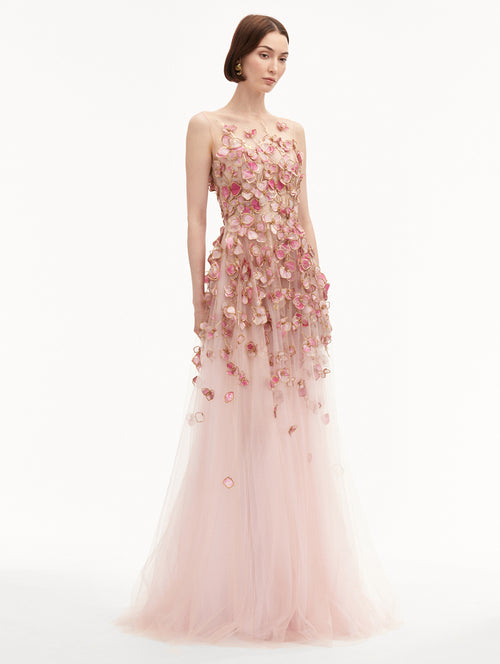 Orchid Embroidered Organza Gown
Side View