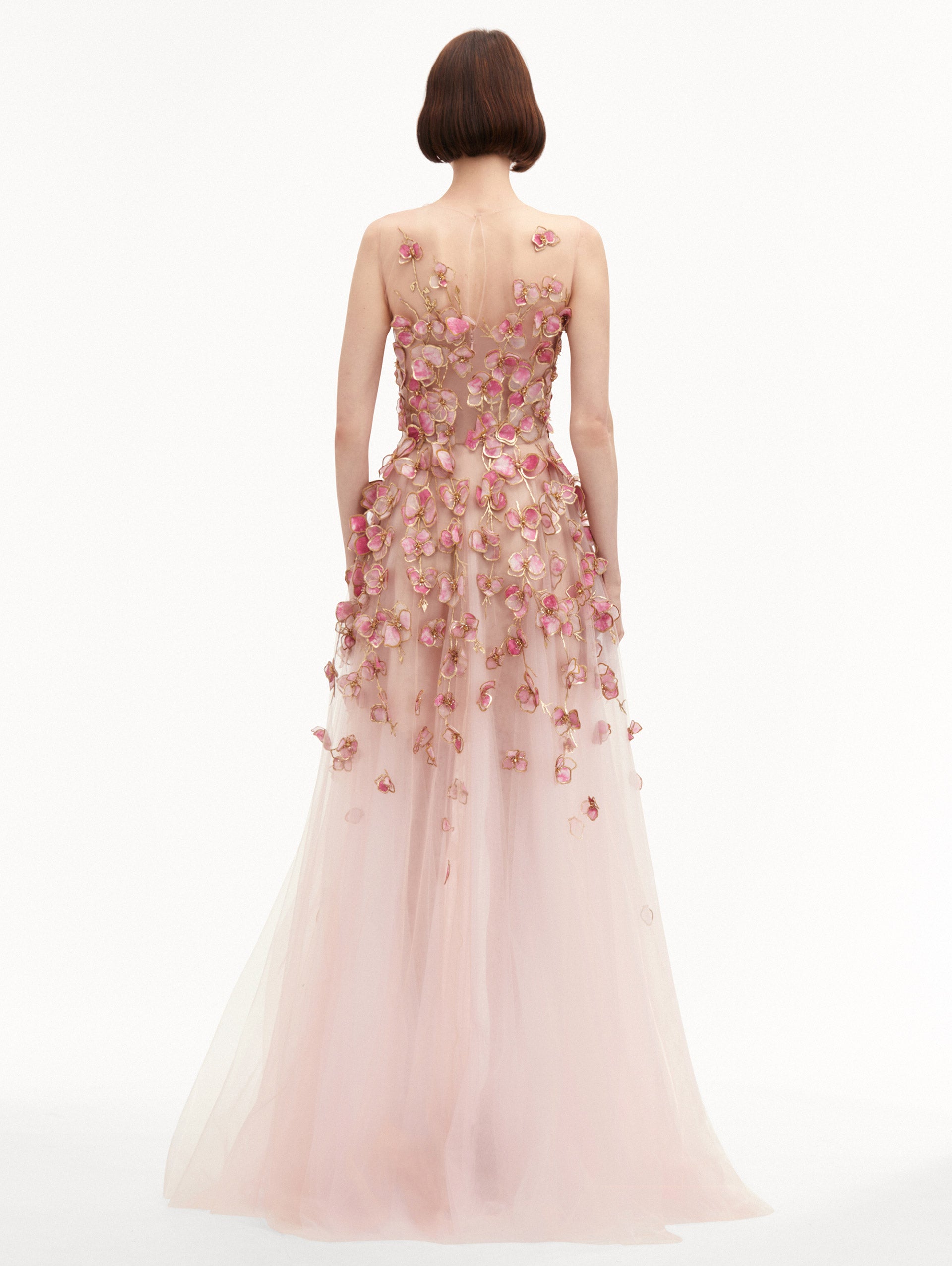 Orchid Embroidered Organza Gown
Back View