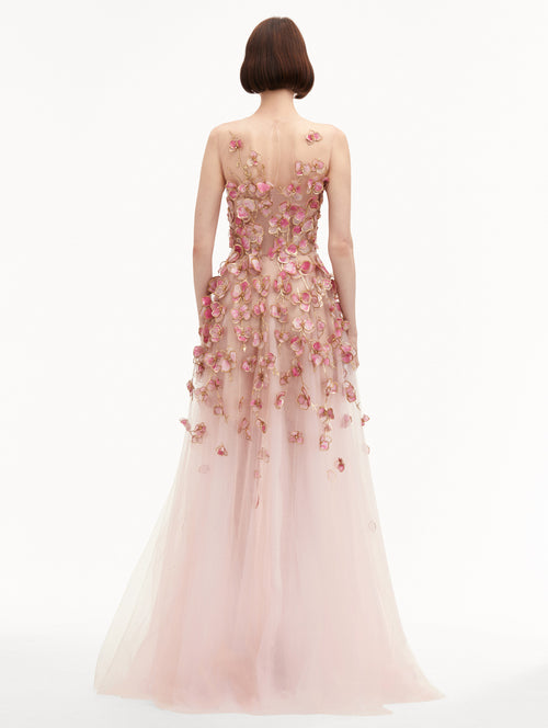 Orchid Embroidered Organza Gown
Back View