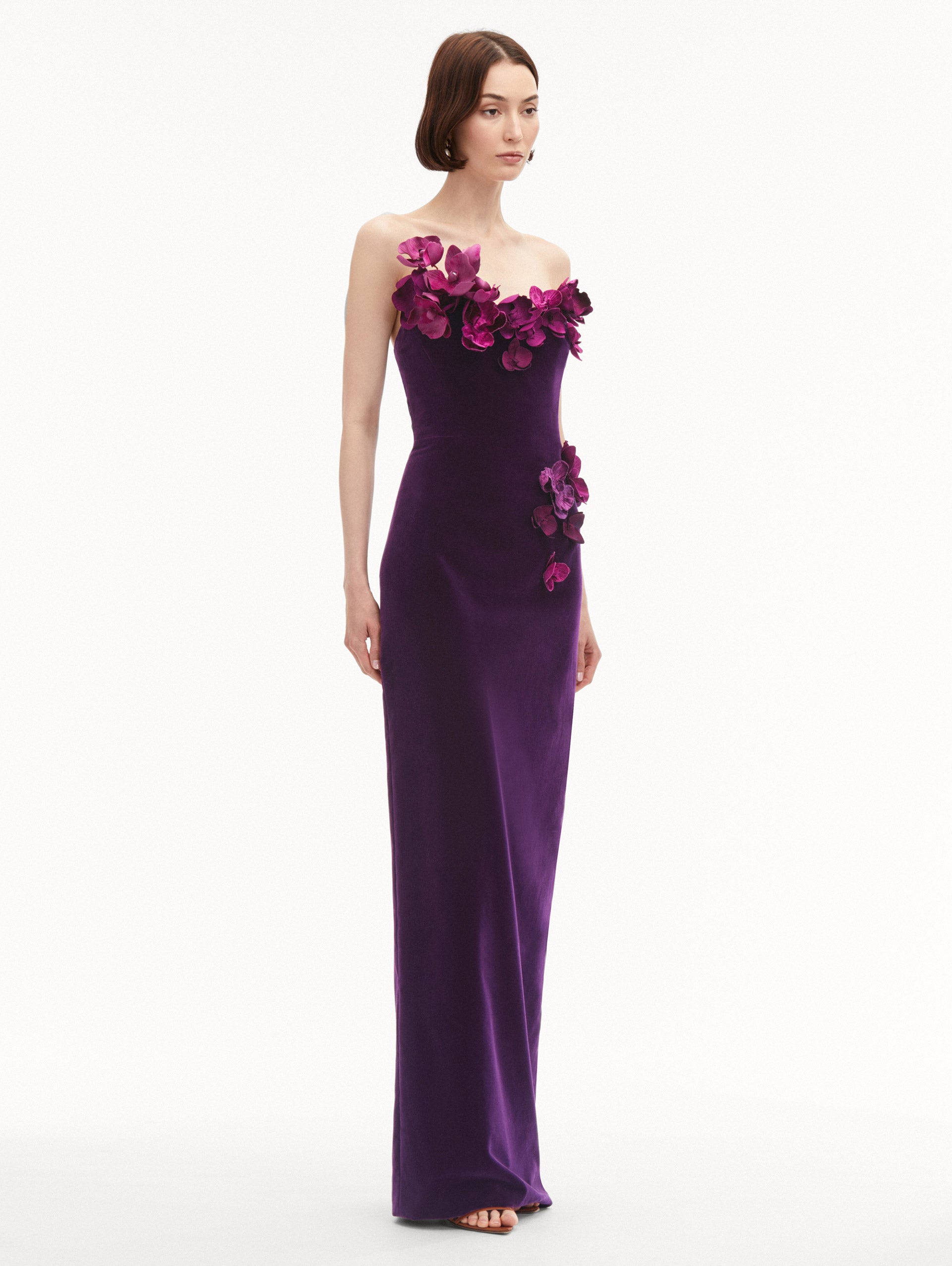 Orchid Embroidered Velvet Gown
Side View