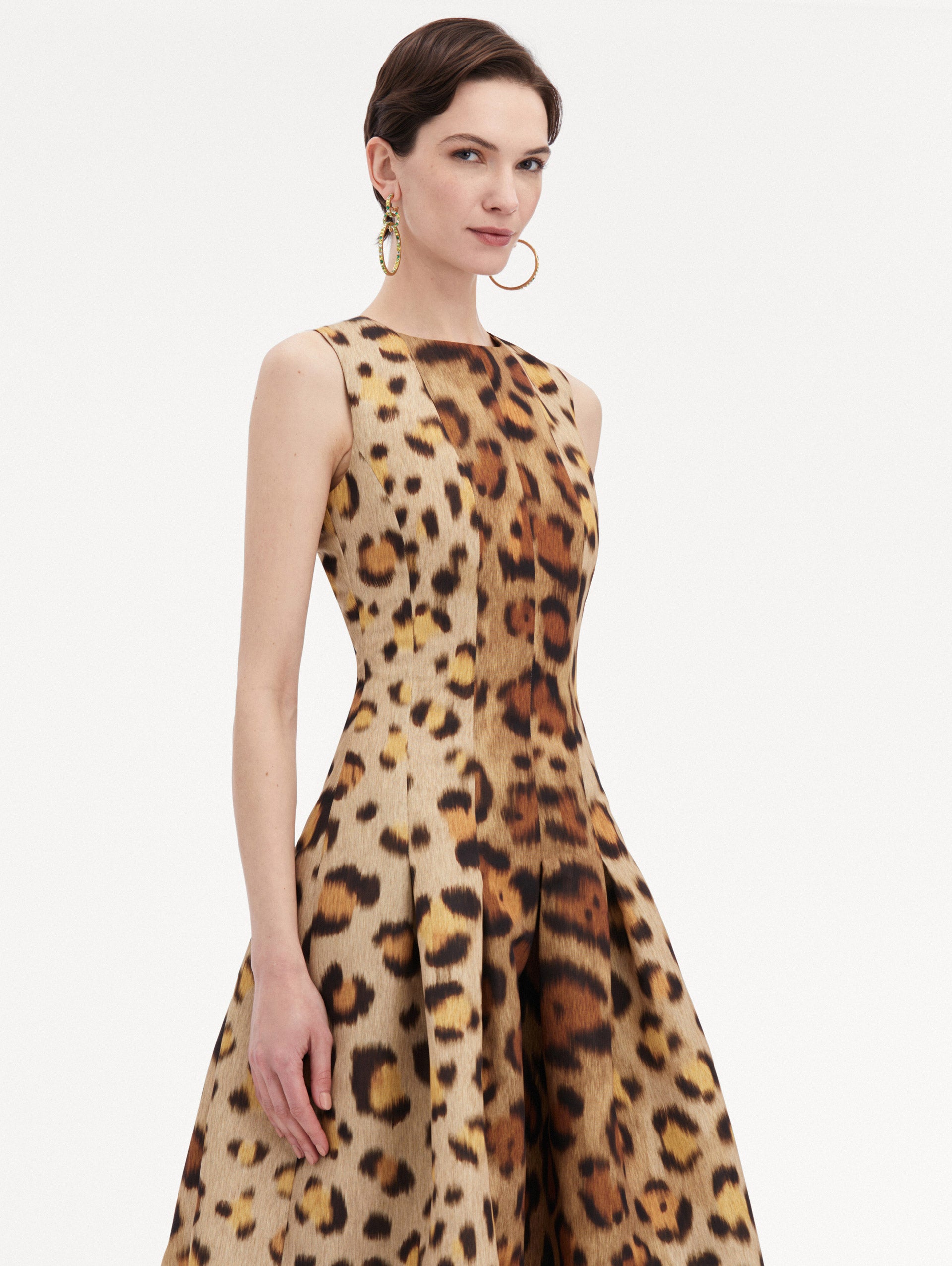 Jaguar Pleated Faille Dress Zoom View