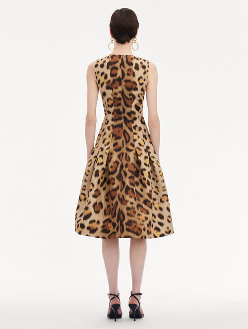 Jaguar Pleated Faille Dress Back View