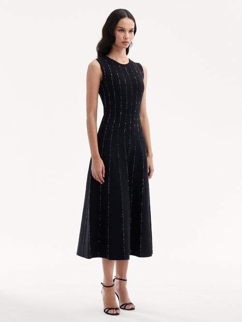 Sequin Embroidered Knit Dress Side View