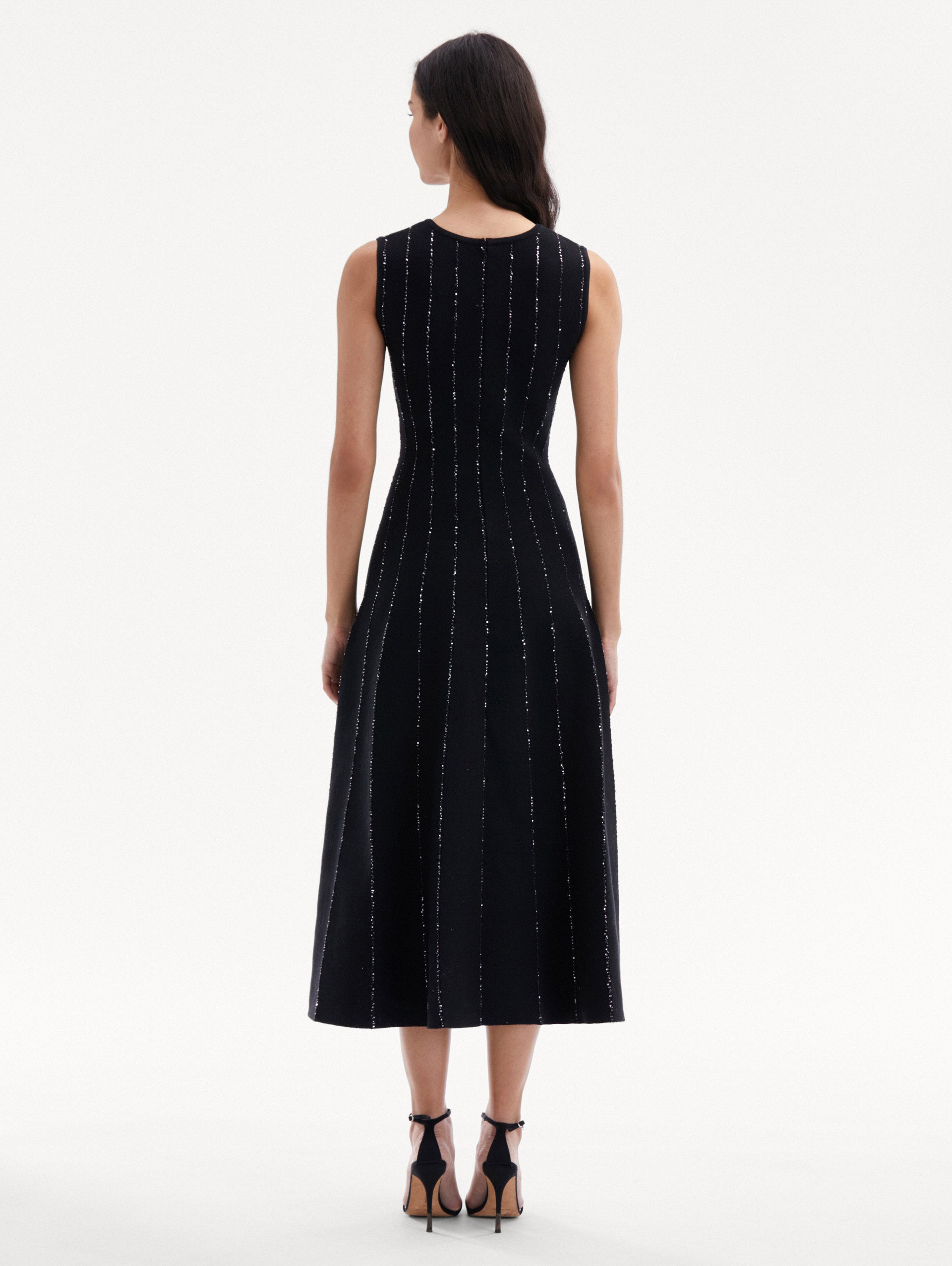 Sequin Embroidered Knit Dress Back View