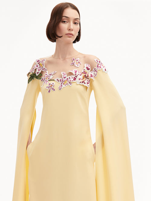 Watercolor Orchid Illusion Neckline Caftan Zoom View