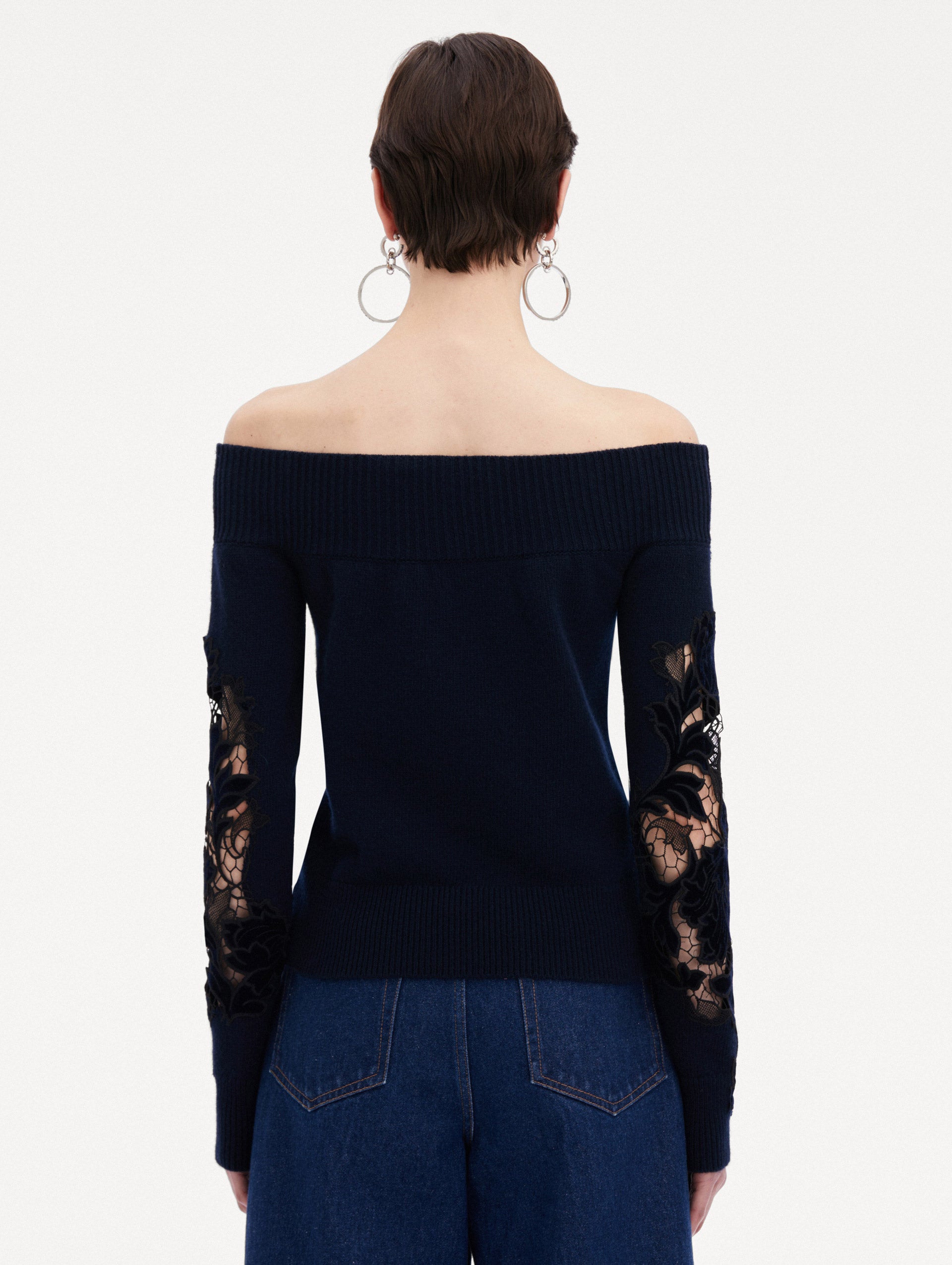 Peony Velvet Guipure Pullover Back View