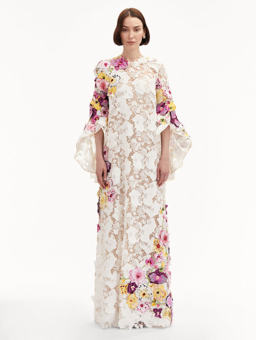 Orchid Embroidered Guipure Caftan
Front View