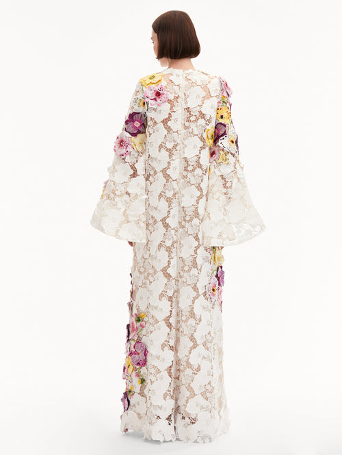 Orchid Embroidered Guipure Caftan
Back View