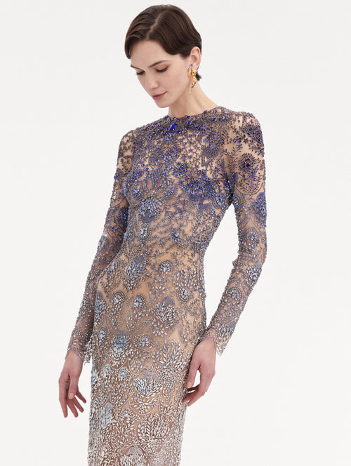 Ombre Crystal Embroidered Gown Zoom View