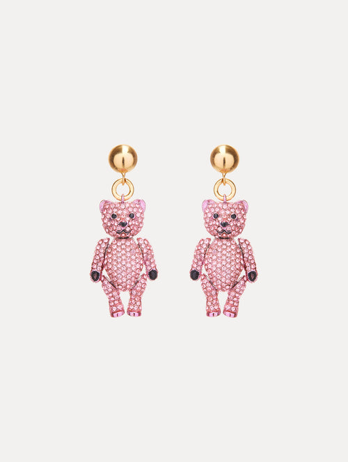 Baby Bear Crystal Earrings Front View