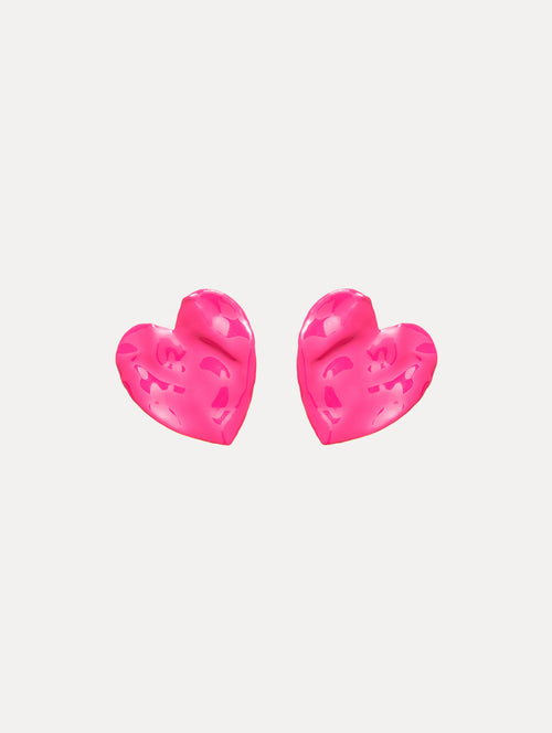 Enamel Heart Earrings Front View