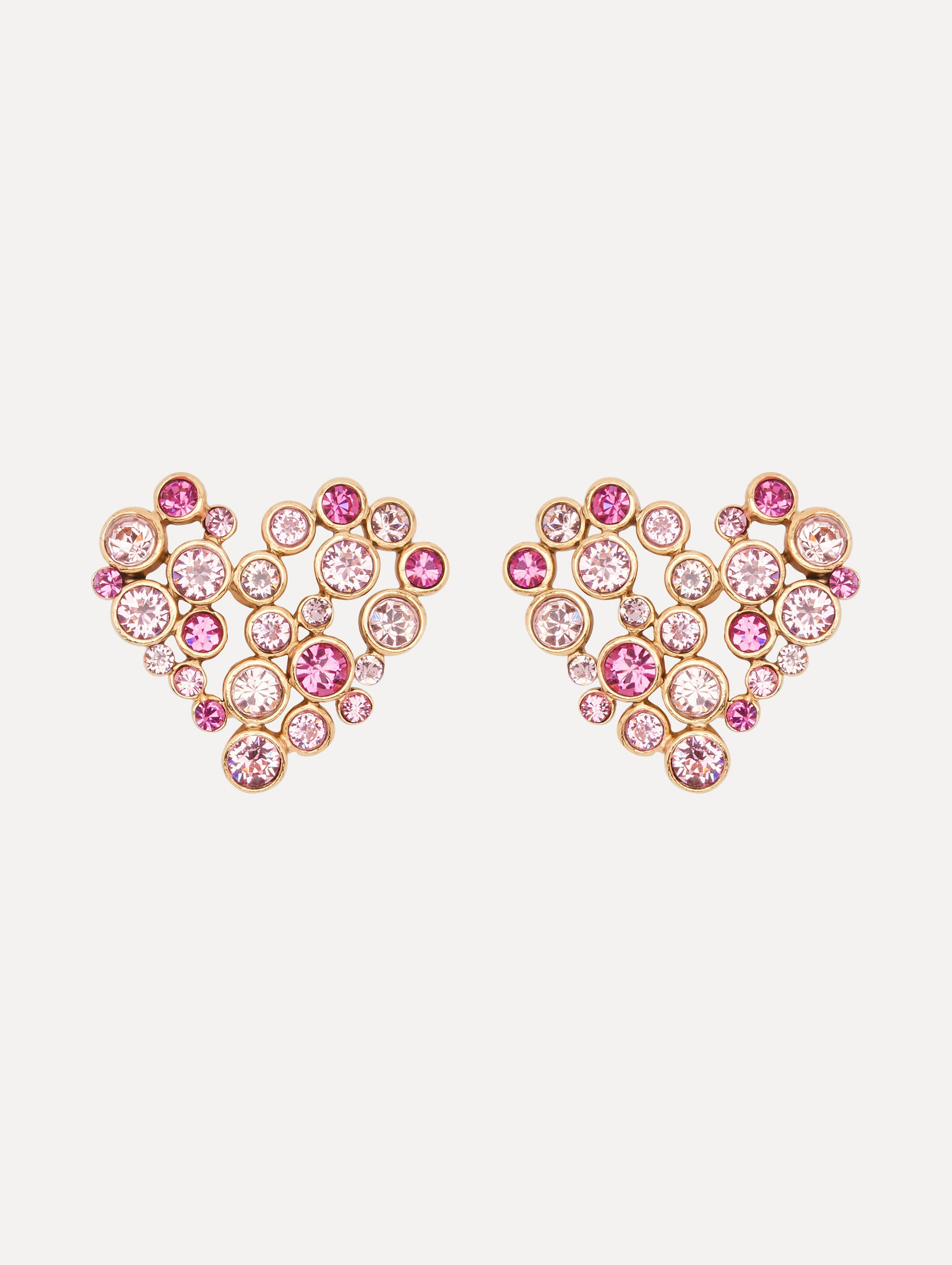 Crystal Heart Clip-On Earrings Front View