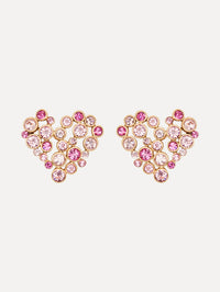 Crystal Heart Clip-On Earrings Front View