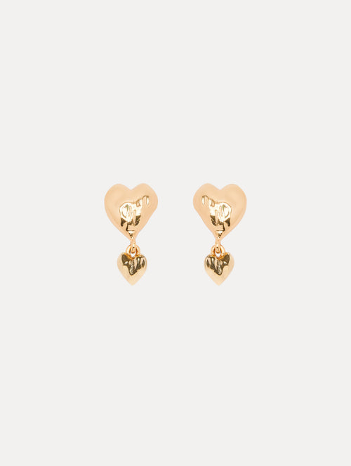 Double Heart Earrings Front View