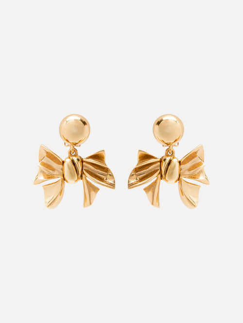 Bow Drop Clip-On Earrings Front View