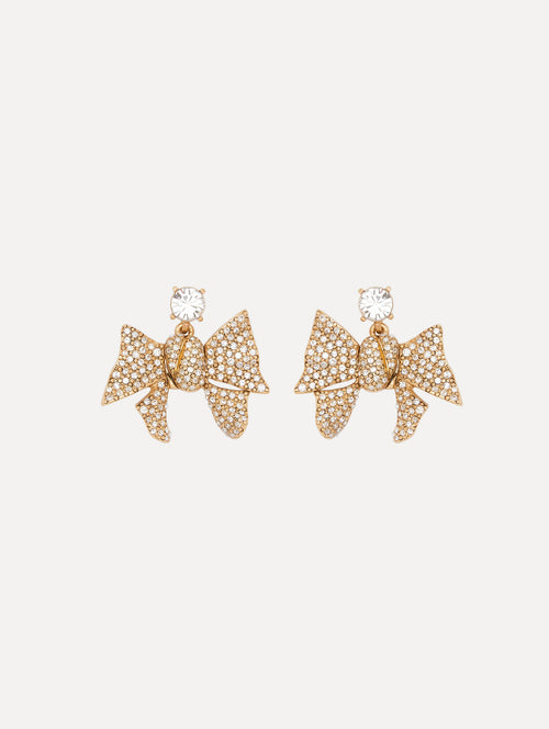 Crystal Pavé Bow Earrings Front View