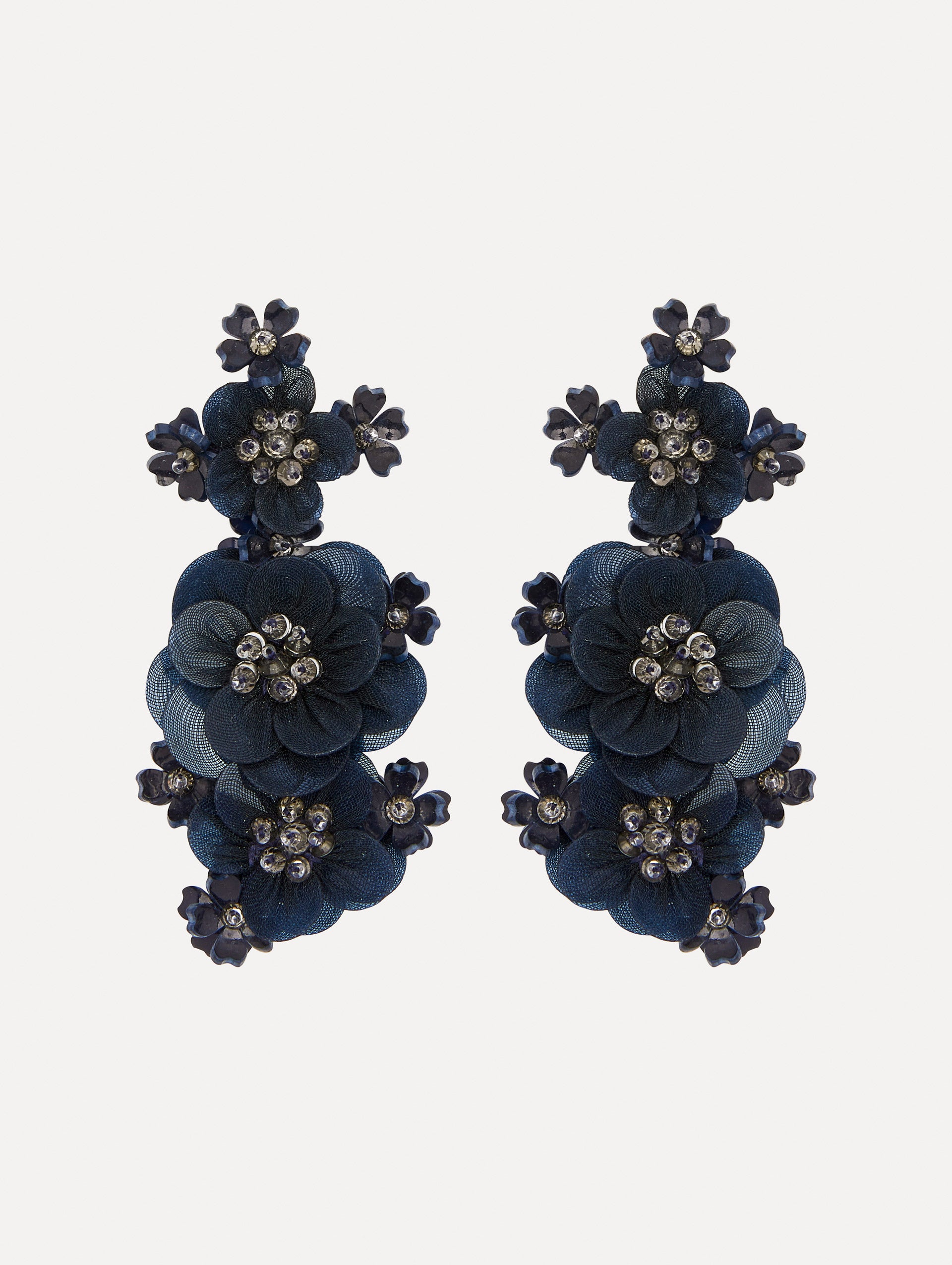 Multi-Flower Sequin Clip-On Earrings Front View