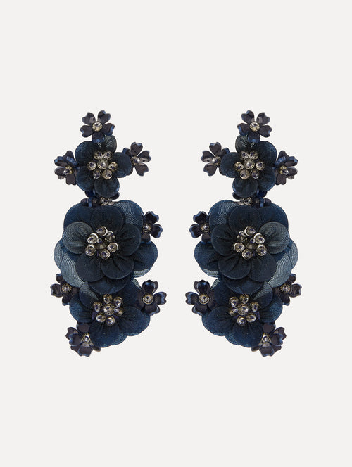 Multi-Flower Sequin Clip-On Earrings Front View