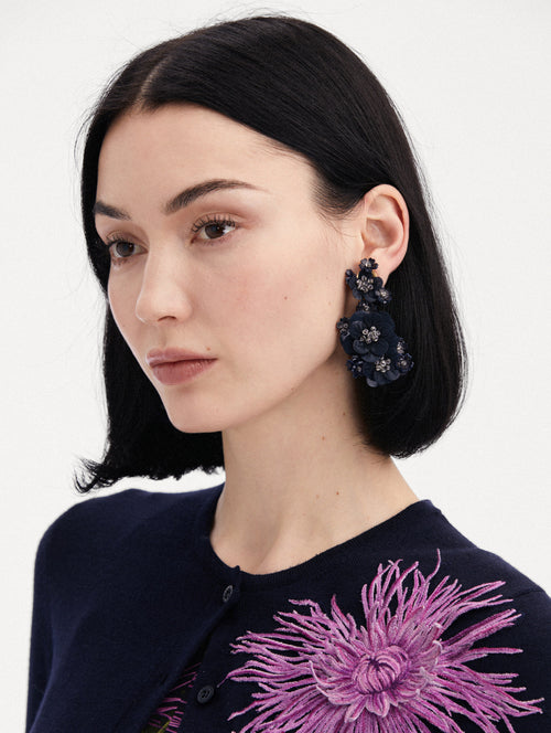 Multi-Flower Sequin Clip-On Earrings Front View