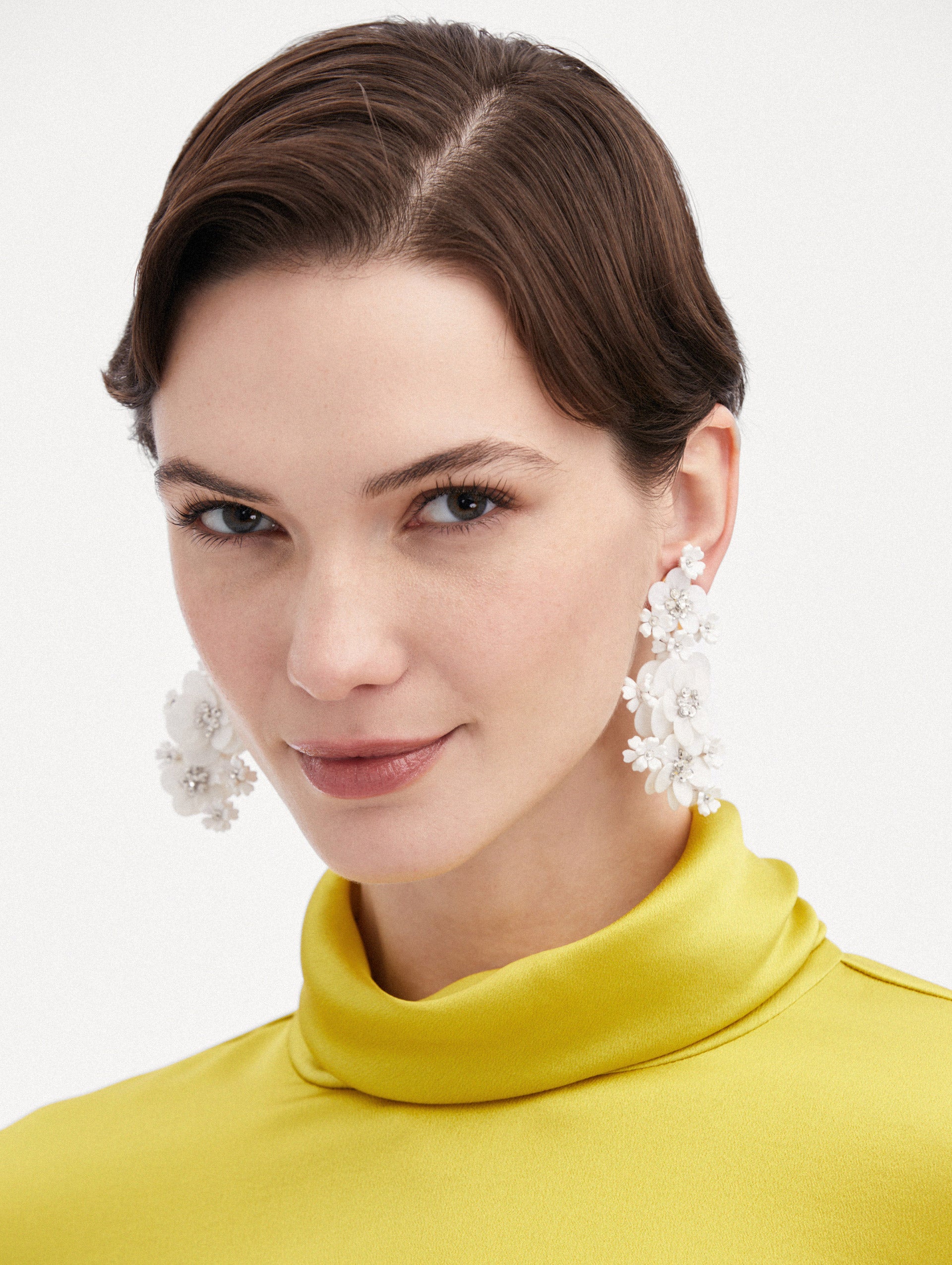 Multi-Flower Sequin Clip-On Earrings Front View