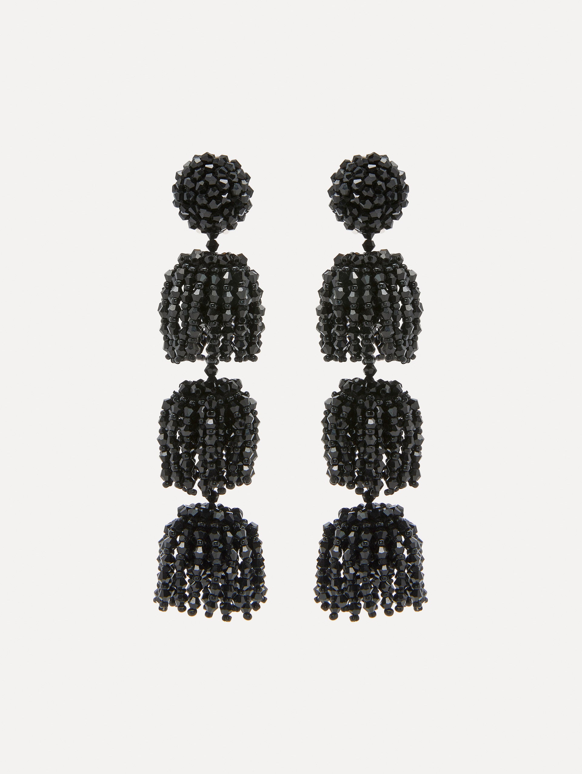 Beaded Triple Layer Clip-On Earrings Front View